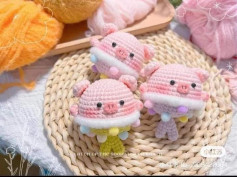 Hướng dẫn móc len Nàng tiên cá heo màu hồng dễ thương