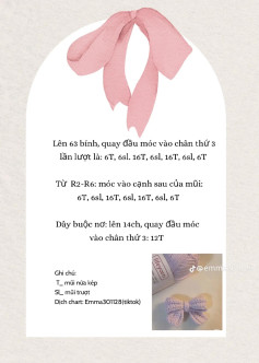 Hướng dẫn móc len nơ mini màu hồng và tím