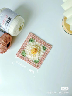 Hướng dẫn móc len ô vuông hoa hồng màu pastel
