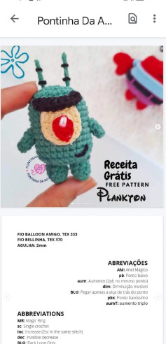 Hướng dẫn móc len Plankton - Búp bê nhân vật hoạt hình SpongeBob