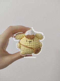 Hướng dẫn móc len Pompompurin màu vàng kem với mũ và túi nâu