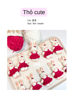 Hướng dẫn móc len Thỏ cute mặc váy đỏ