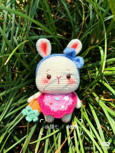 Hướng dẫn móc len thỏ Suutam dễ thương mặc váy hồng cầm cà rốt