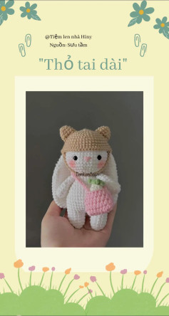 Hướng dẫn móc len Thỏ tai dài: Chart chi tiết phần nón, tai, chân, thân và đầu