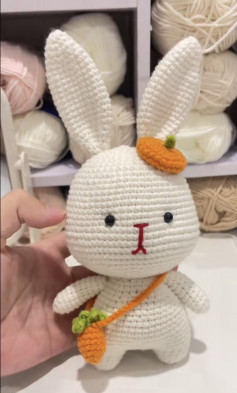 Hướng dẫn móc len Thỏ trắng dễ thương đeo túi cà rốt