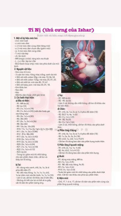 Hướng dẫn móc len Tí Nị thú cưng Ishar màu hồng