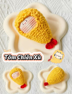 Hướng dẫn móc len Tôm Chiên Xù vàng dễ thương