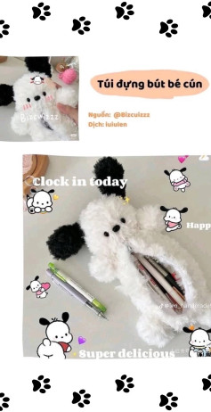 Hướng dẫn móc len túi đựng bút hình bé cún