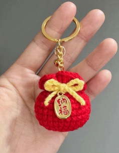 Hướng dẫn móc len túi may mắn đỏ vàng