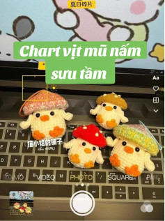 Hướng dẫn móc len vịt đội mũ nấm siêu cute, chart viết tay chi tiết từng hàng