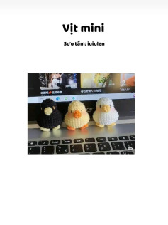 Hướng dẫn móc len vịt mini dễ thương màu đen, vàng, trắng theo chart