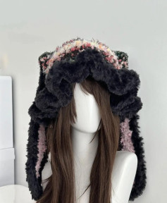 Hướng dẫn móc mũ tai thỏ len xù màu đen