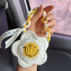 Hướng dẫn móc túi hoa mặt cười dễ thương màu vàng trắng