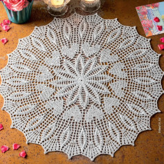 Intricate White Crochet Doily Pattern Chart with Floral Motif