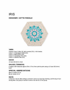 Iris Hexagon Crochet Pattern Chart by Hattie Risdale
