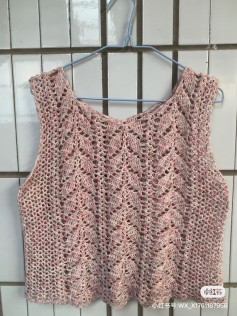 Japanese Crochet Chart for Pink Lace Tank Top with Shell Stitch Pattern