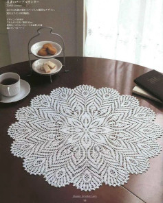 Japanese Peacock Feather Crochet Table Center Chart Pattern