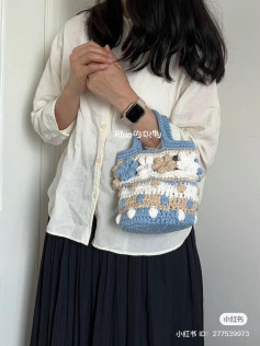 Japanese Style Flower and Bobble Stitch Crochet Bag Chart with Instructions