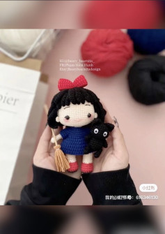 Kiki Crochet Doll Amigurumi Pattern Tutorial with Black Cat and Broom