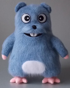 Lemming Amigurumi Crochet Pattern: Blue Fluffy Doll with Pink Feet and White Belly by Barbara Michna