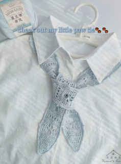 Light Blue Kitty Paw Tie Crochet Pattern Chart