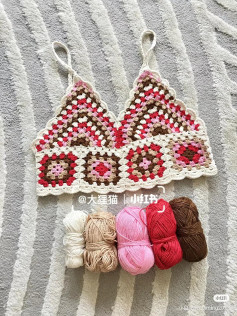 Mango Granny Square Crochet Tank Top Pattern with Detailed Chart Instructions