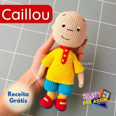 Mẫu móc len búp bê Caillou, áo vàng quần xanh