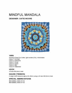 Mindful Mandala Crochet Pattern by Caitie Moore: Detailed Instructions and Charts for Colorful Motif