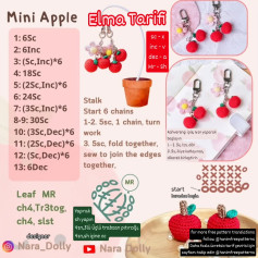 Mini Apple Crochet Keychain Free Pattern