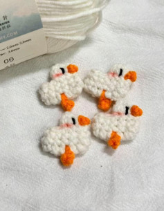 Mini Cute White Duck Crochet Pattern Chart with Orange Beak and Feet