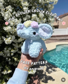 Mini Flower Crown Elephant Free Crochet Pattern