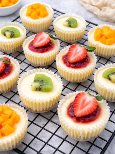 Mini Fruit Cheesecake Recipe: Strawberry, Kiwi & Mango Toppings