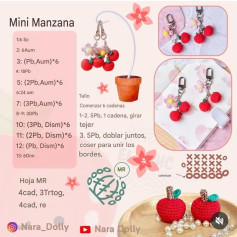 Mini Manzana: Tutorial Móc Len Quả Táo Đỏ và Chart