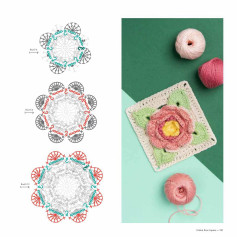 Ombré Rose Square - Hướng dẫn chi tiết và biểu đồ móc len hình vuông hoa hồng