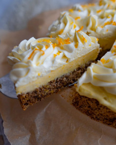Orange Walnut Layer Cake with Cream and Whipped Topping