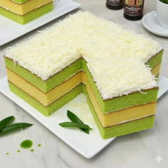 Pandan Vanilla Cheese Layer Cake Recipe with Shredded Cheddar Topping