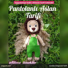 Pantolanlı Aslan Tarifi: Amigurumi Lion with Overalls Pattern