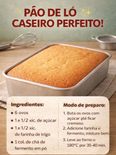 Pão de Ló Caseiro Perfeito: Receita Clássica com 6 Ovos e Farinha de Trigo