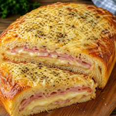 Pão Recheado de Presunto e Queijo com Massa Sem Sovar
