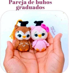 Pareja de búhos graduados: Patrón tejido a crochet