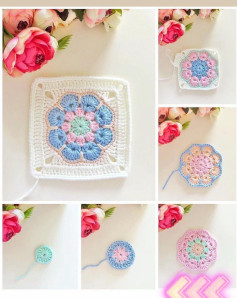 Pastel Flower Granny Square Crochet Pattern Chart and Tutorial