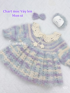 Pastel Purple Soft Sugar Fluffy Crochet Dress Chart for Kids