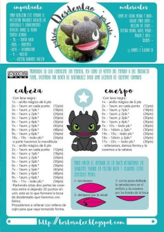 Patrón Amigurumi Dragón Desdentao Negro y Verde