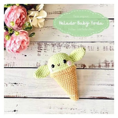 Patrón amigurumi Helado Baby Yoda - Tutorial crochet paso a paso