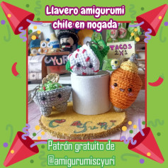 Patrón Amigurumi Llavero Chile en Nogada