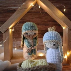 Patrón Amigurumi Pesebre: María, José y el Niño Jesús con instrucciones paso a paso