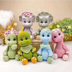 Patrón Amigurumi T-Rex Ravi y Pérola