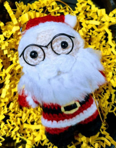 Patrón completo para hacer esferita de Santa Claus con lentes