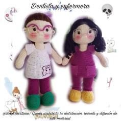 Patrón de Amigurumi Dentista y Enfermera con Instrucciones Completas