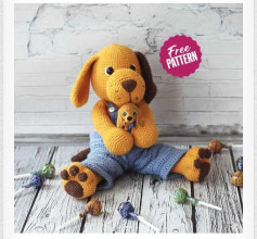 Patrón de Amigurumi: Perrito Amarillo con Overol Azul - Tutorial Completo en Español